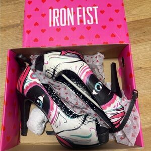 Iron Fist Women's Heels with Eye Design - Black, White, Pink